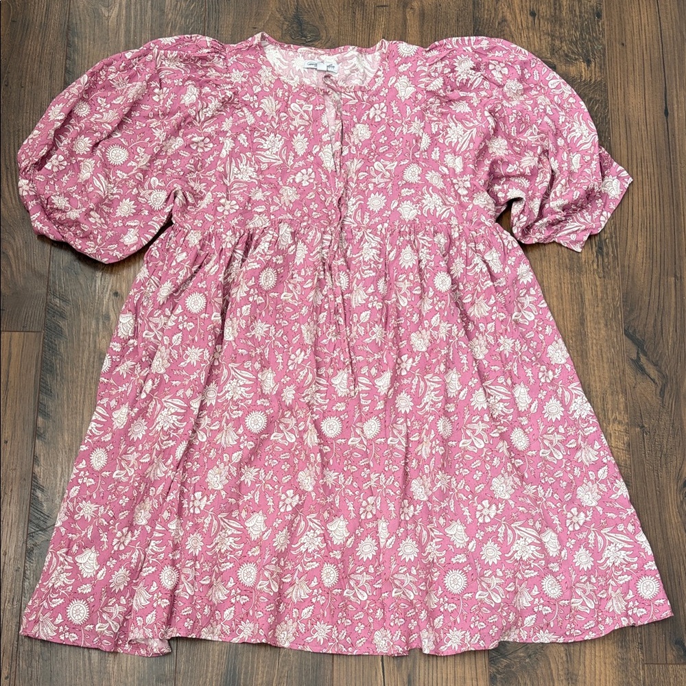 NWOT Elegant Floral Long Sleeve Dress in Pink - Picture 3 of 12